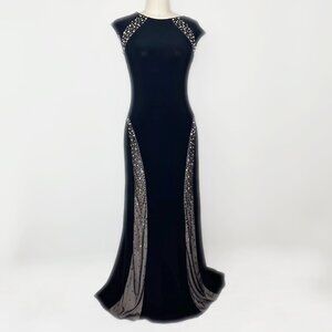 MARINA Maxi Gown, Long Black Beaded Dress, Gothic Womens Eveningwear size M